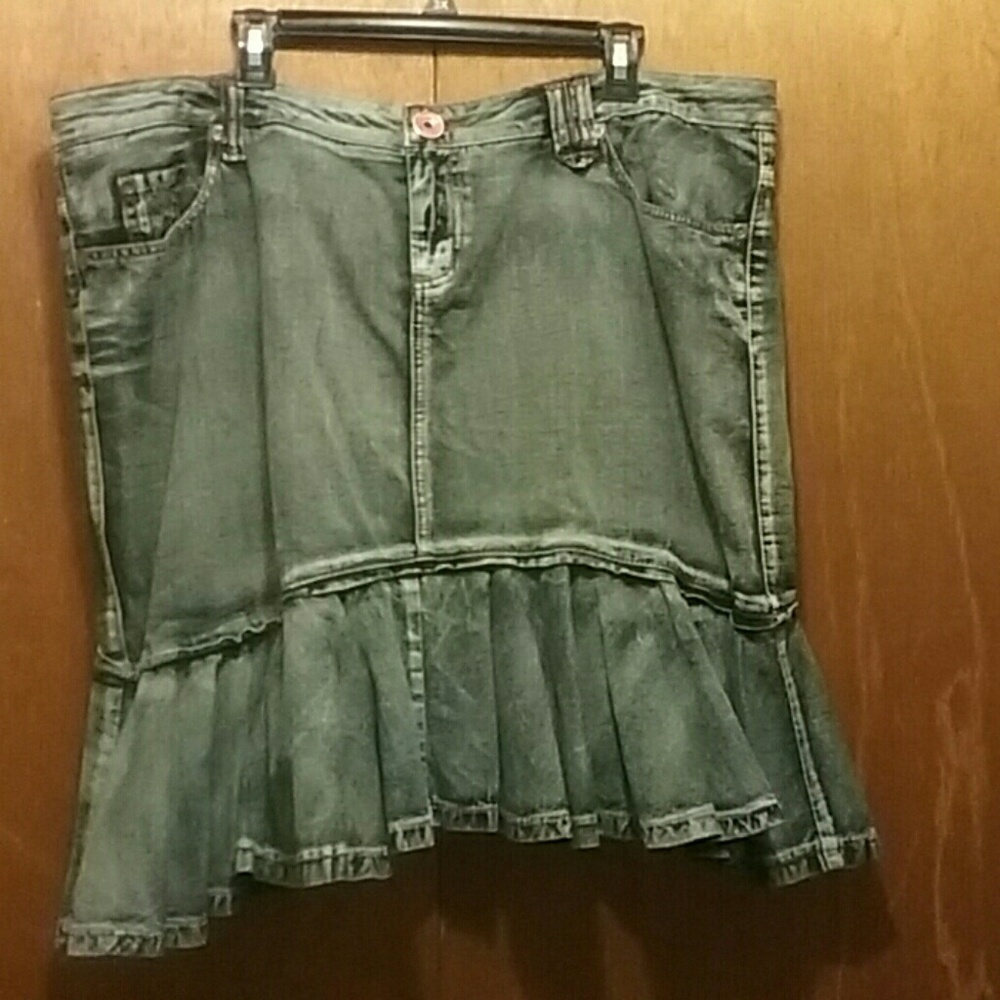 Denim high low skirt